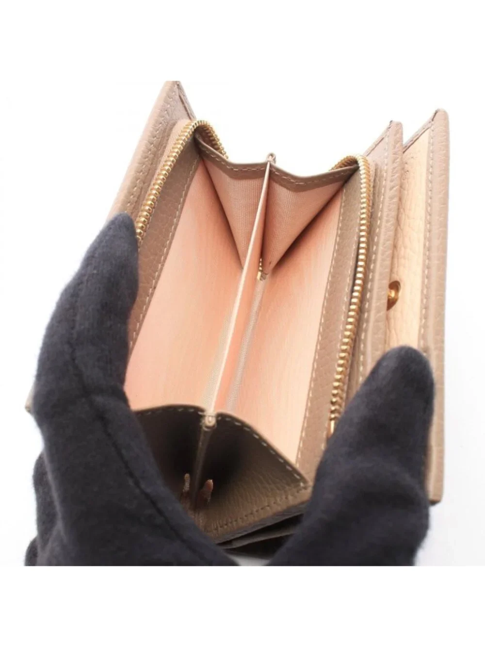 Gucci Bifold Wallet Double G Beige Leather
